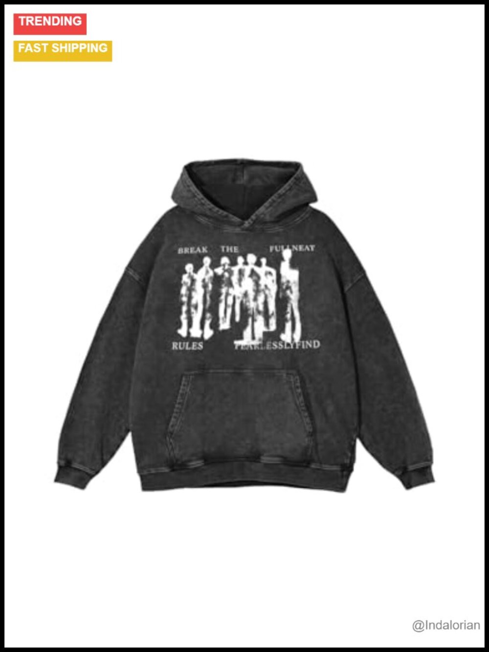 Oversized Men's Graphic Pullover Hoodie with Kangaroo Pocket Y2K Cotton Blend